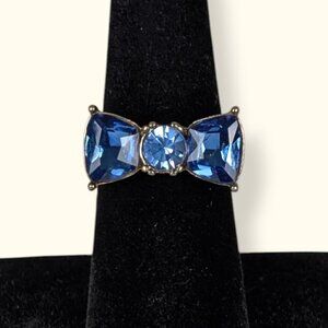 V. Blue Glass Bow Ring